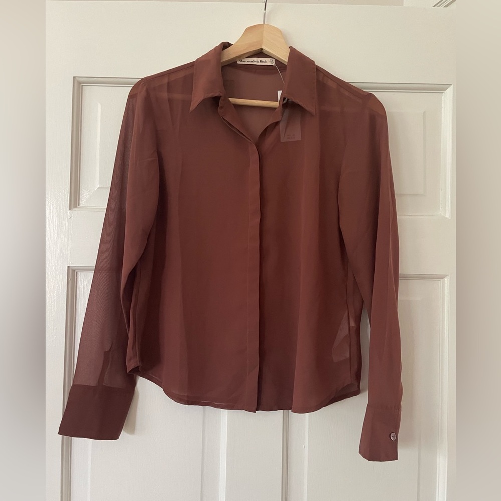 Abercrombie Rust Button Down Long Sleeve Blouse